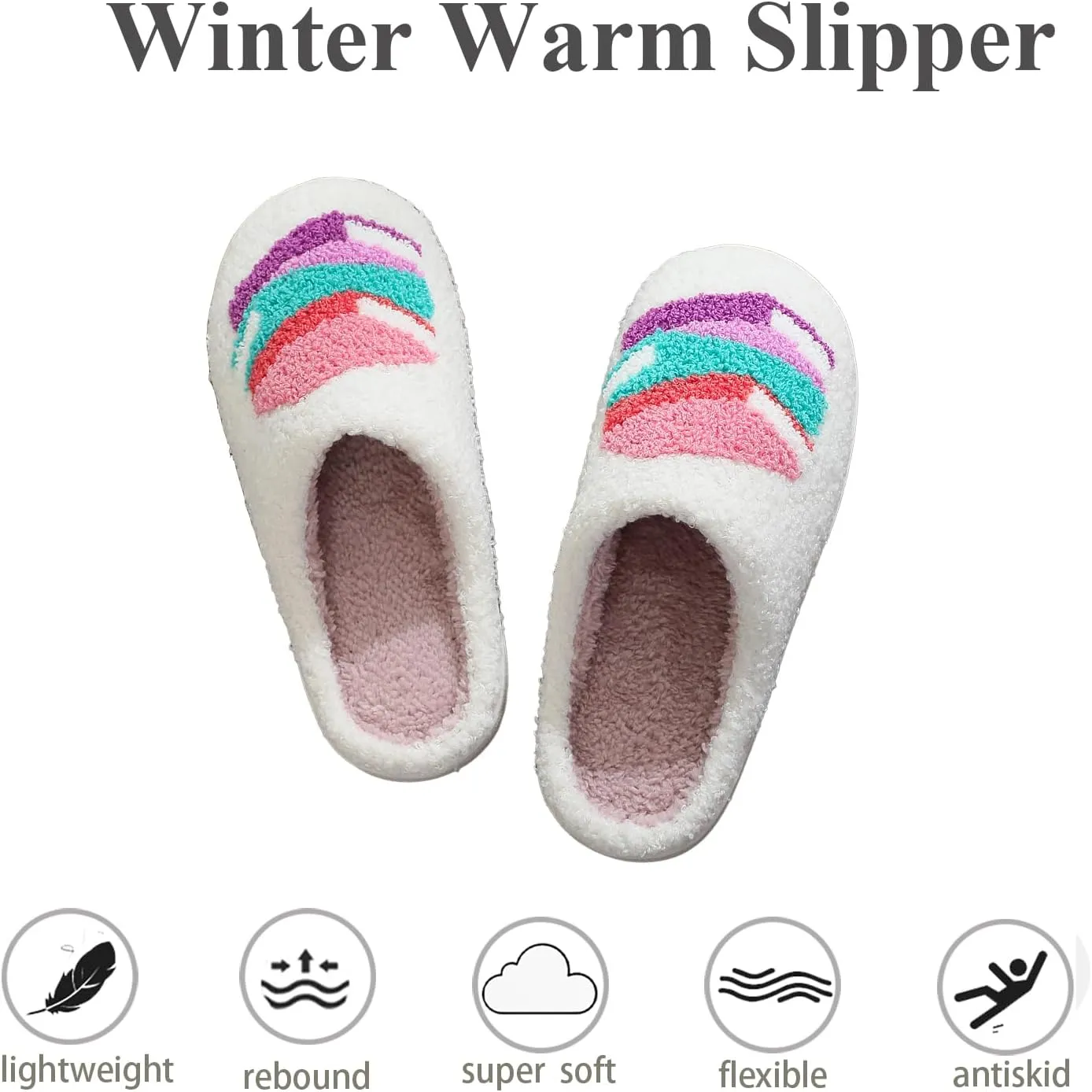 Women Retro Colorful Books Slippers Plush Warm House Slippers,Casual Home Shoes Soft Plush Slip-on Slippers Outdoor Indoor Bedroom Shoes