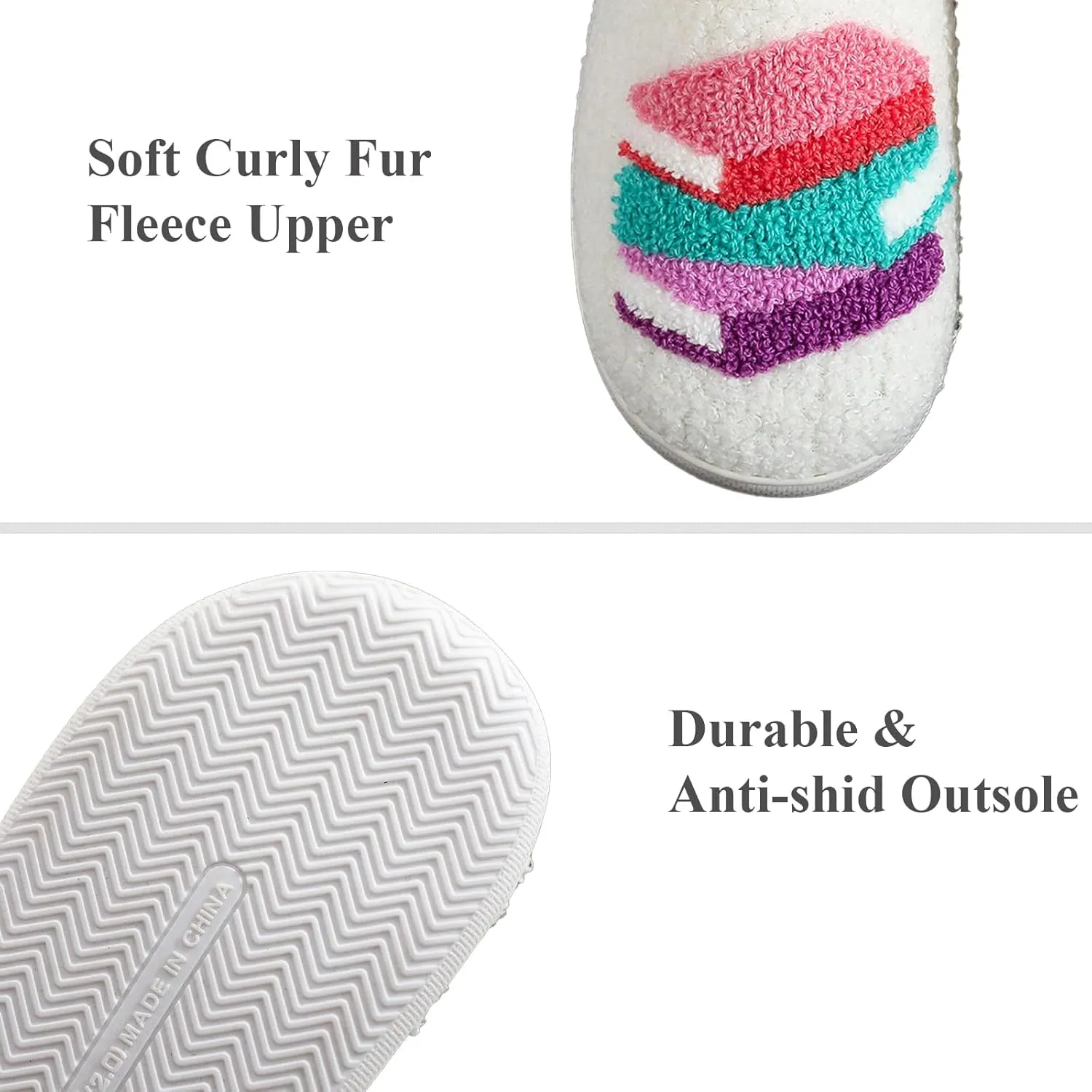 Women Retro Colorful Books Slippers Plush Warm House Slippers,Casual Home Shoes Soft Plush Slip-on Slippers Outdoor Indoor Bedroom Shoes