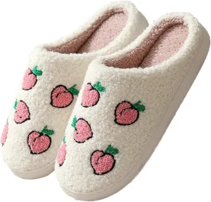 Women Slippers Cute House Slippers Strawberry Slippers Comfy Soft Bedroom Shoes Warm Fuzzy Slip-On Slippers Indoor Non-slip Plush Bedroom Slippers, E-24TX001