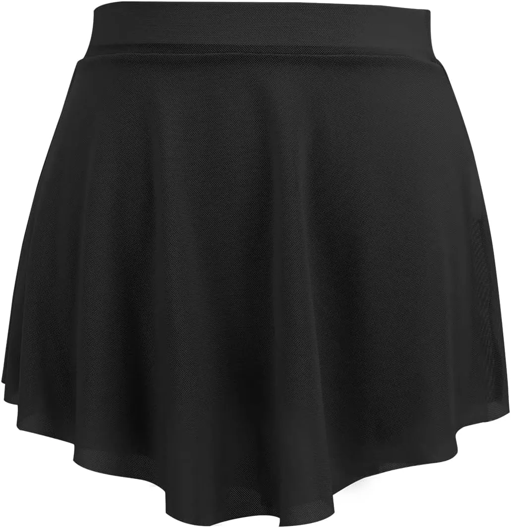 Women Soft Mesh Side Split Short Ballet Dance Skirt