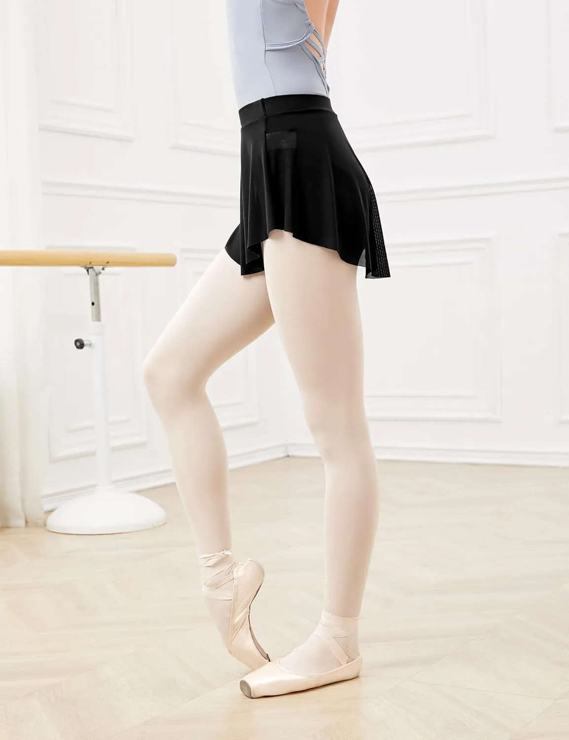 Women Soft Mesh Side Split Short Ballet Dance Skirt