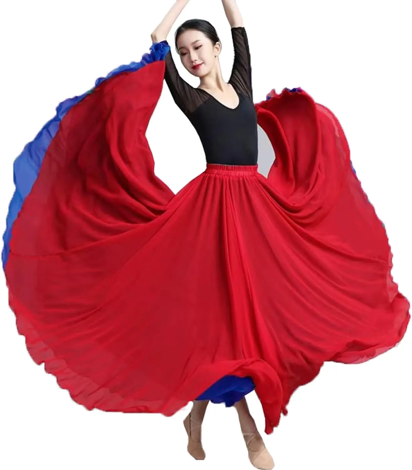 Women's 720 Fairy Lyric Dance Gradient Chiffon Swing Skirt for Ballet and Modern Dance
