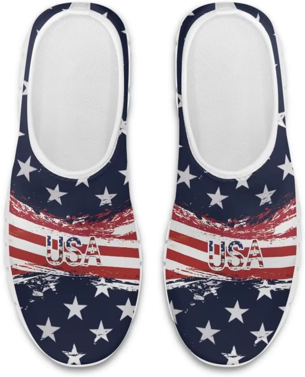 Women's American Flag Sneaker Slip On Low Top Soft Casual Breathable Mesh Outdoor Lightweight Flat Walking Sneaker