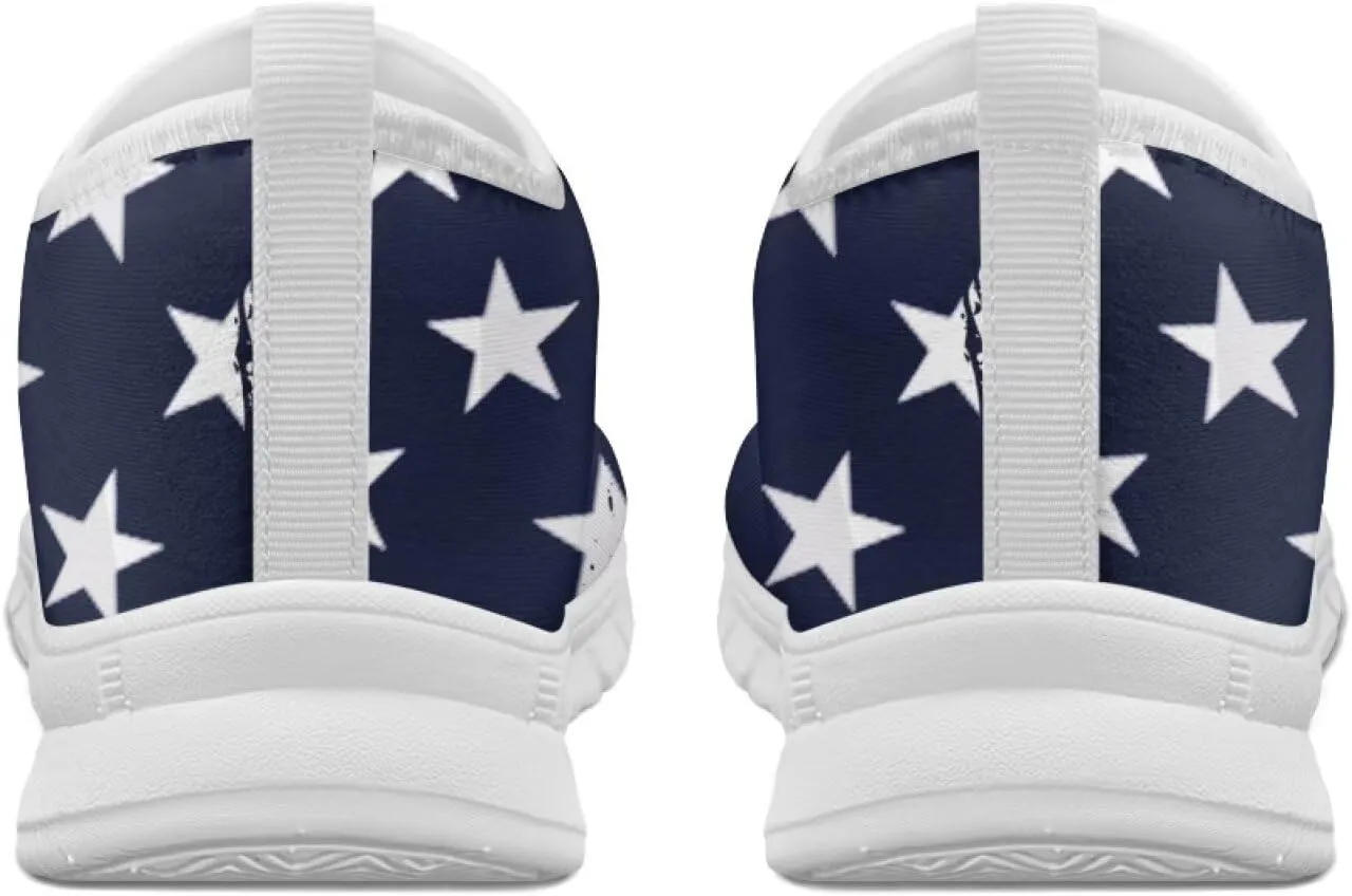 Women's American Flag Sneaker Slip On Low Top Soft Casual Breathable Mesh Outdoor Lightweight Flat Walking Sneaker