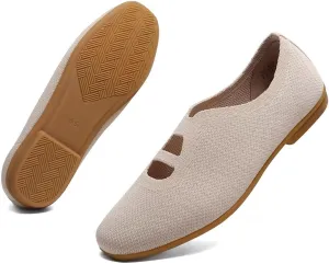 Women's Ballet Flat Knit Dressy Shoes Comfort Walking Work Slip-on Flats Ballerina Office Driving Shoes Low Wedge