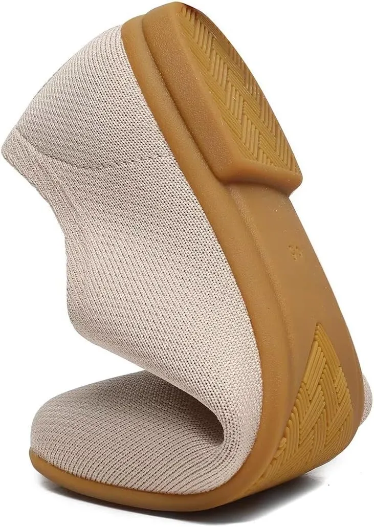 Women's Ballet Flat Knit Dressy Shoes Comfort Walking Work Slip-on Flats Ballerina Office Driving Shoes Low Wedge