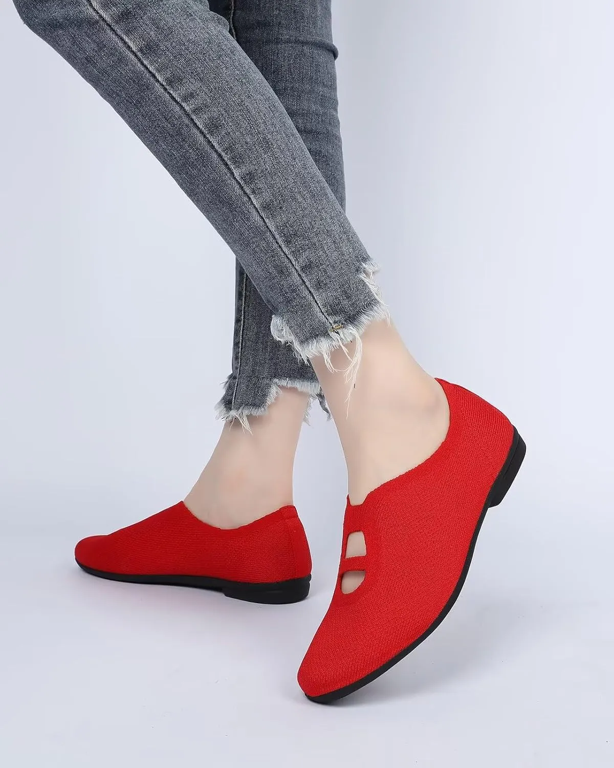 Women's Ballet Flat Knit Dressy Shoes Comfort Walking Work Slip-on Flats Ballerina Office Driving Shoes Low Wedge