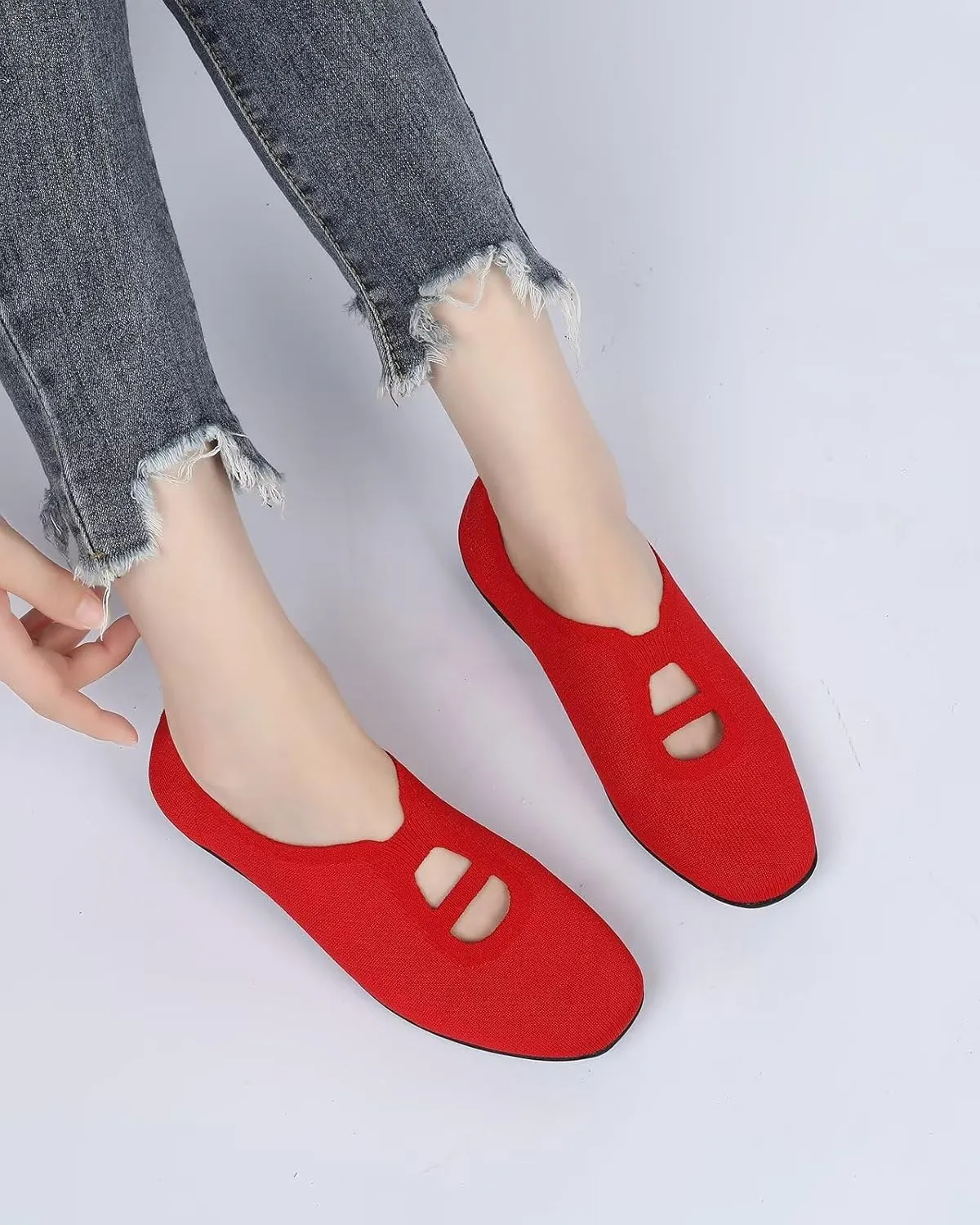 Women's Ballet Flat Knit Dressy Shoes Comfort Walking Work Slip-on Flats Ballerina Office Driving Shoes Low Wedge