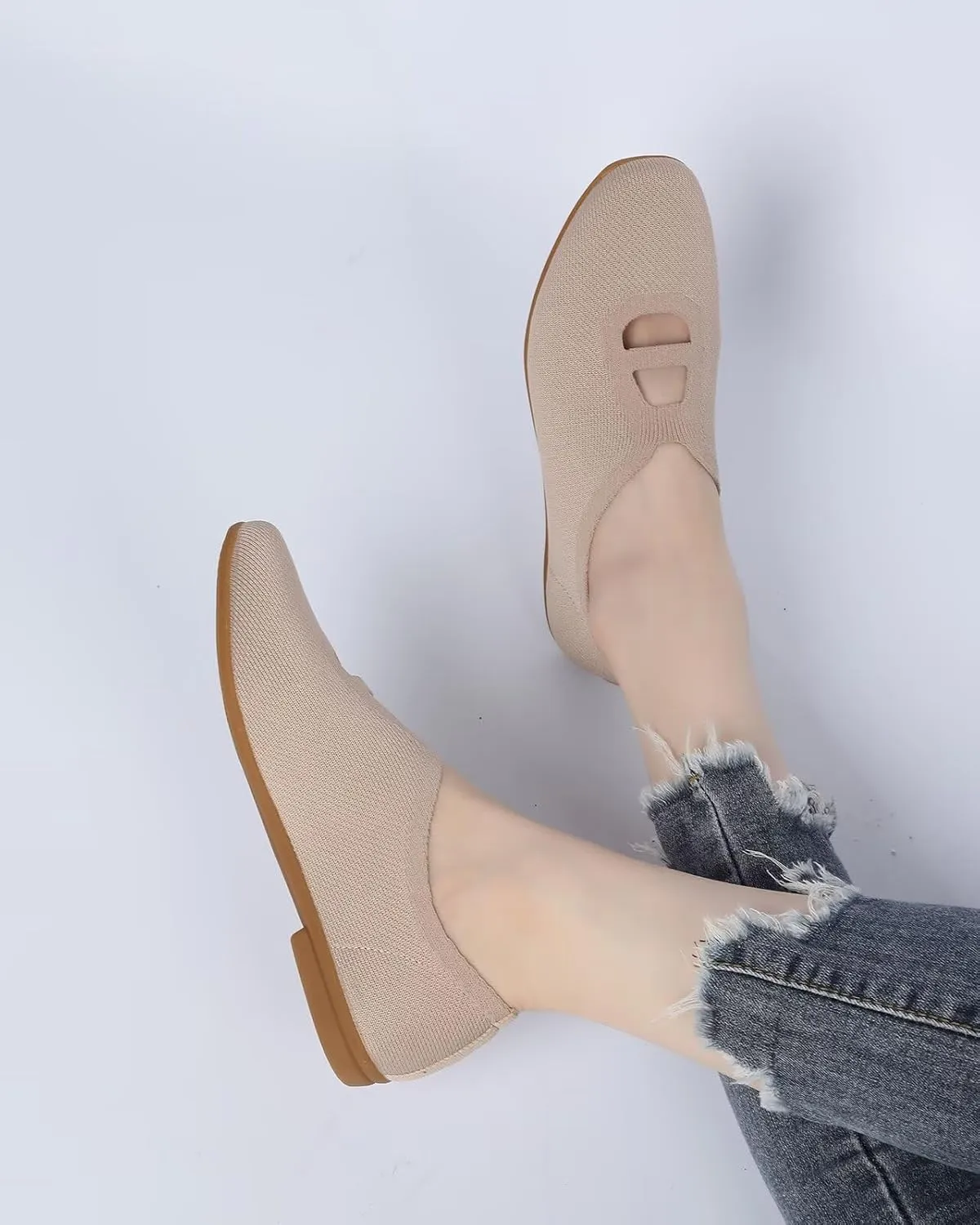 Women's Ballet Flat Knit Dressy Shoes Comfort Walking Work Slip-on Flats Ballerina Office Driving Shoes Low Wedge