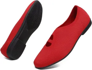 Women's Ballet Flat Knit Dressy Shoes Comfort Walking Work Slip-on Flats Ballerina Office Driving Shoes Low Wedge