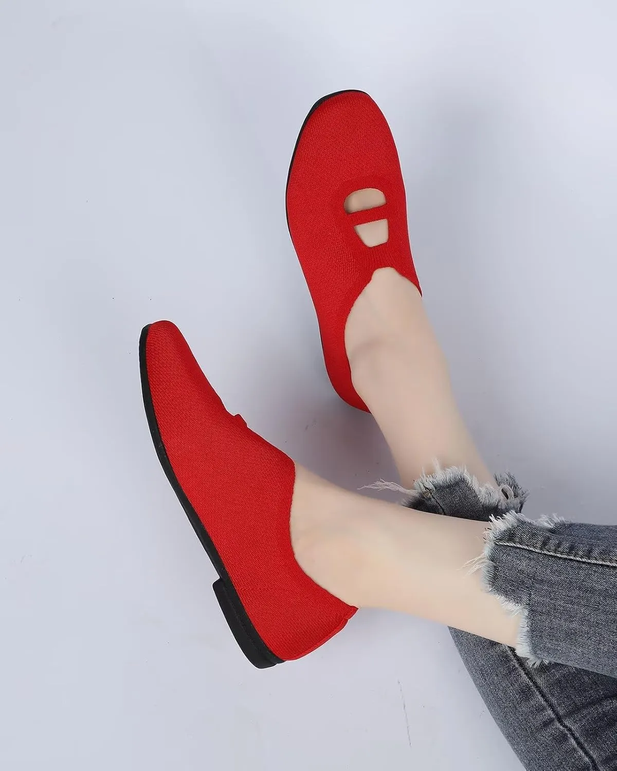 Women's Ballet Flat Knit Dressy Shoes Comfort Walking Work Slip-on Flats Ballerina Office Driving Shoes Low Wedge