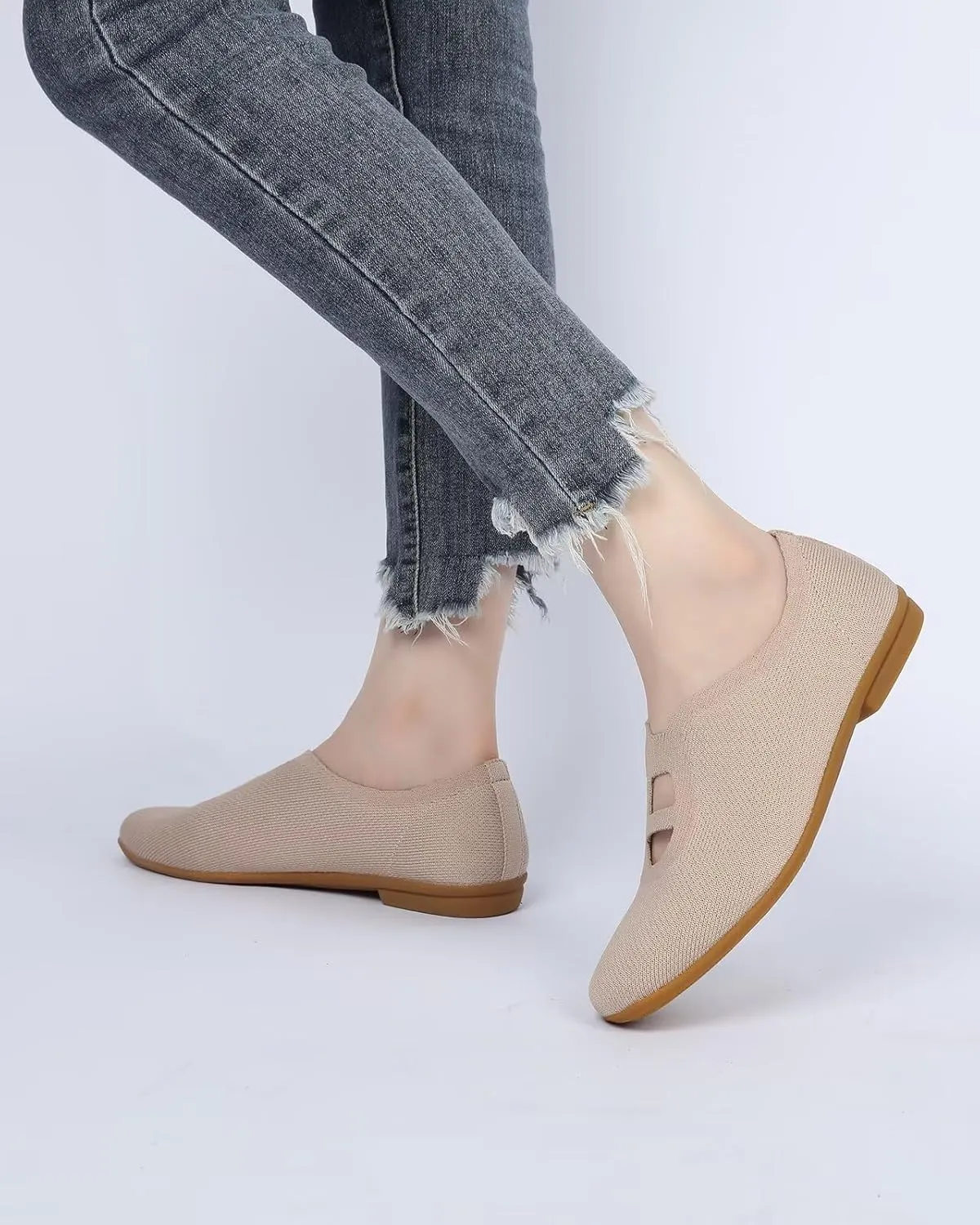 Women's Ballet Flat Knit Dressy Shoes Comfort Walking Work Slip-on Flats Ballerina Office Driving Shoes Low Wedge