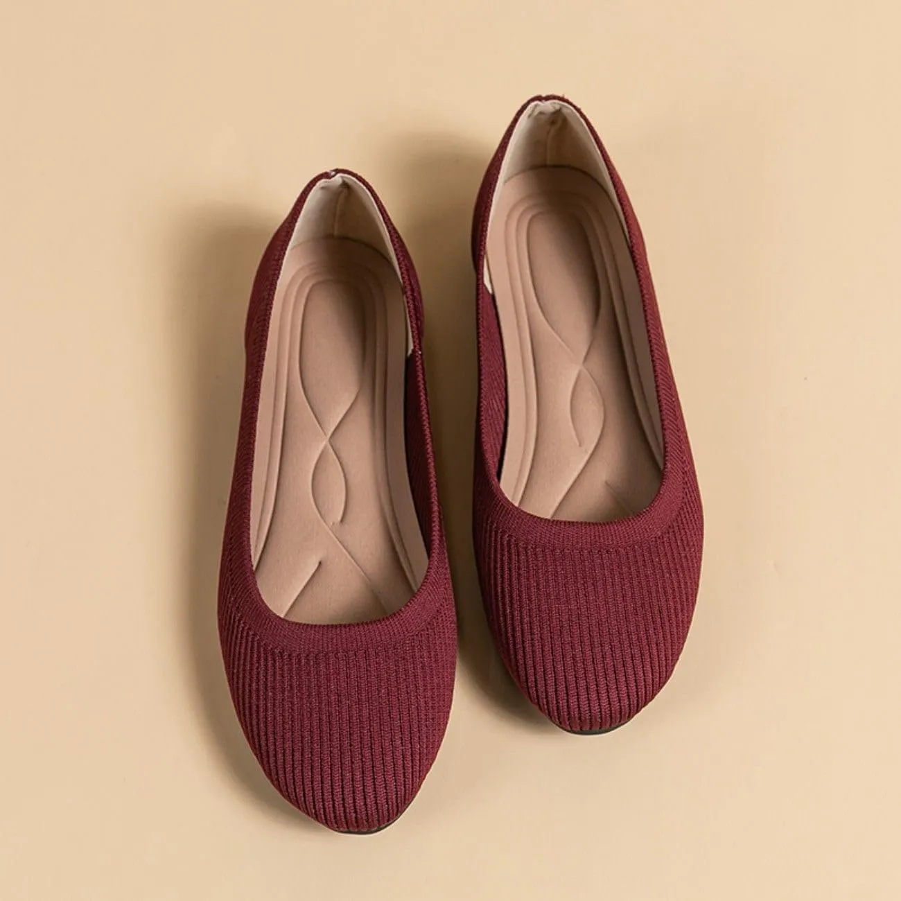 Women's Ballet Flat Shoes Casual Strap Knit Flats Round Toe Wedding Flats