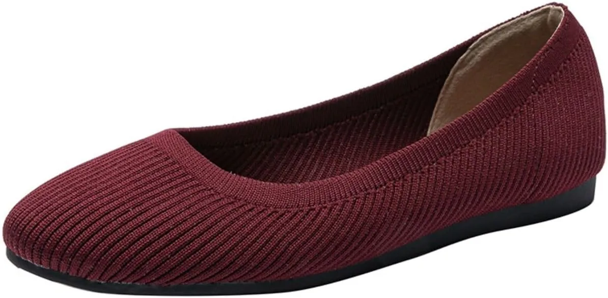 Women's Ballet Flat Shoes Casual Strap Knit Flats Round Toe Wedding Flats