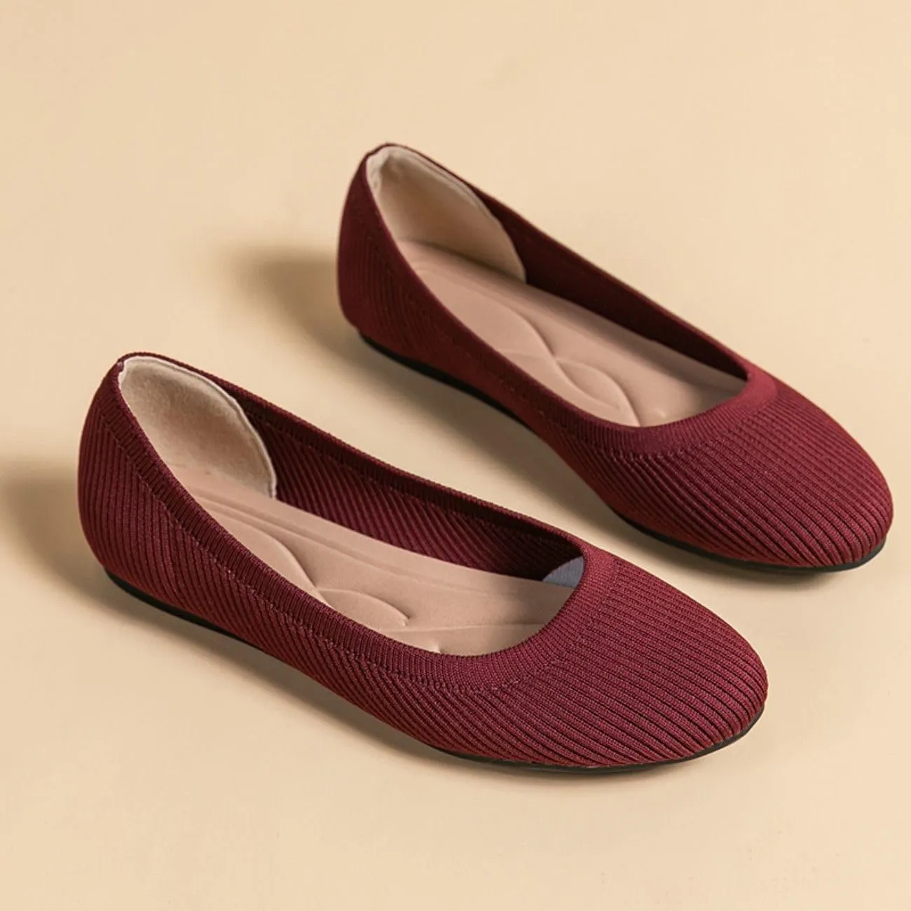 Women's Ballet Flat Shoes Casual Strap Knit Flats Round Toe Wedding Flats