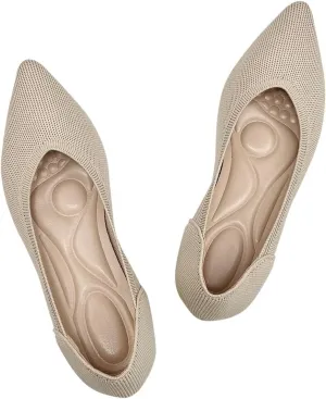 Women's Ballet Flats Comfort Breathable Mesh Knit Leopard Black Pointed Toe Slip On Shoes