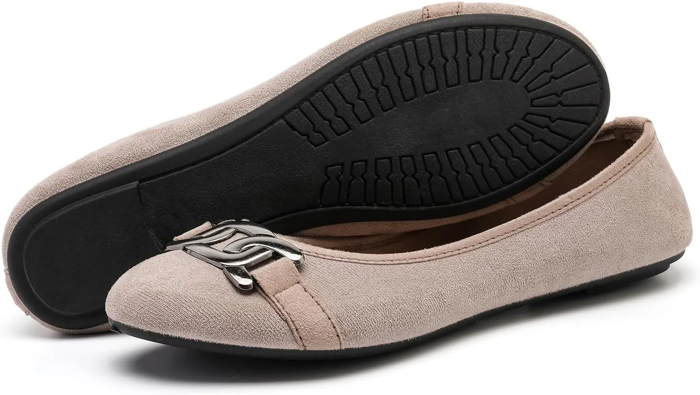 Women's Ballet Flats Dress Shoes for Women, Women Classic Round Toe Slip On Flat Walking Shoes, Women Casual Comfortable Soft Knit Black Leopard Flats Shoes