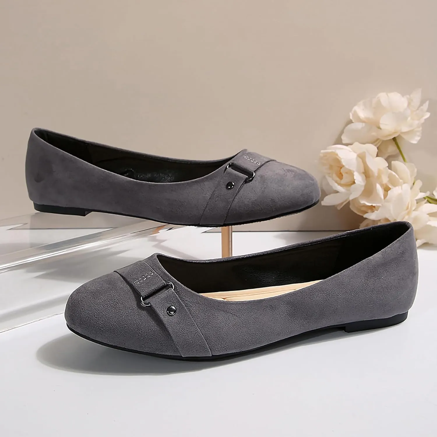 Women's Ballet Flats Shoes, Round Toe Comfort Light Weight Slip-On Dress Shoes