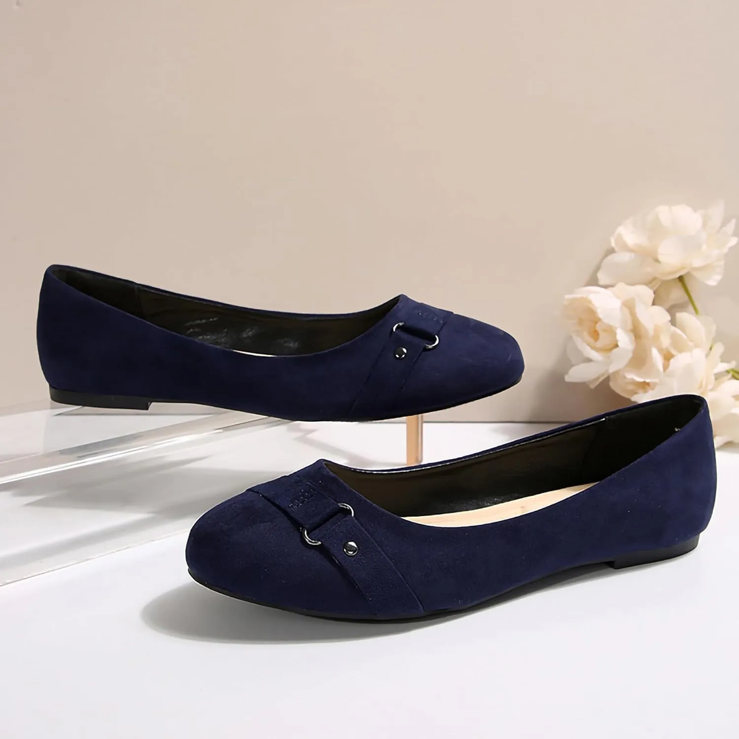 Women's Ballet Flats Shoes, Round Toe Comfort Light Weight Slip-On Dress Shoes