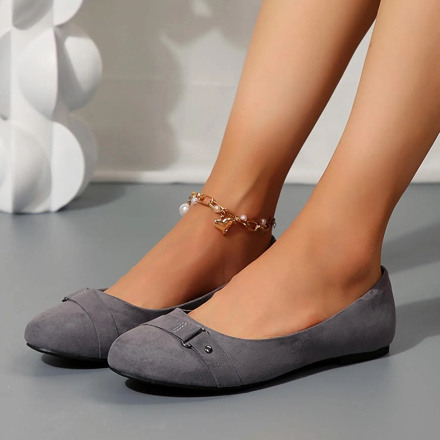 Women's Ballet Flats Shoes, Round Toe Comfort Light Weight Slip-On Dress Shoes