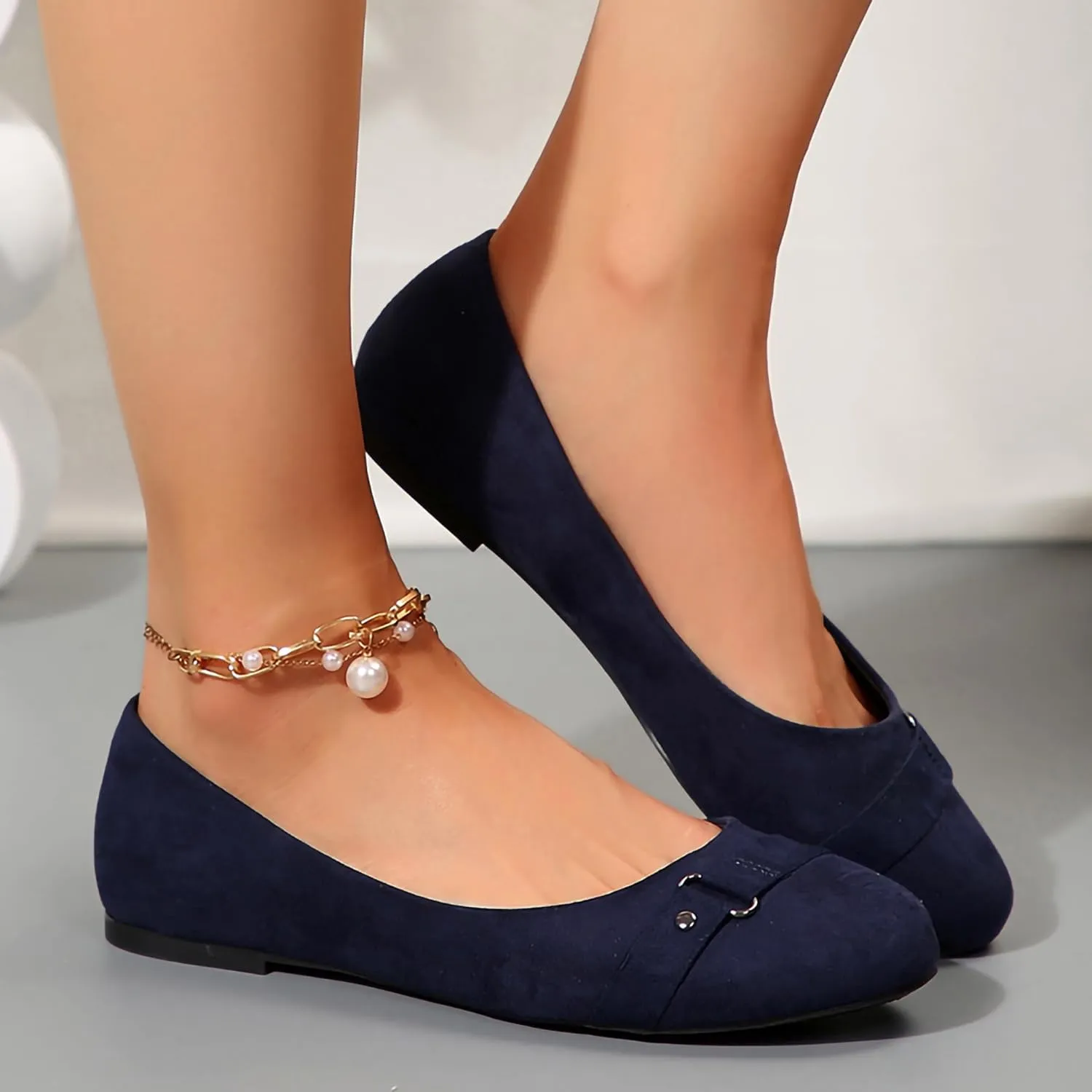 Women's Ballet Flats Shoes, Round Toe Comfort Light Weight Slip-On Dress Shoes