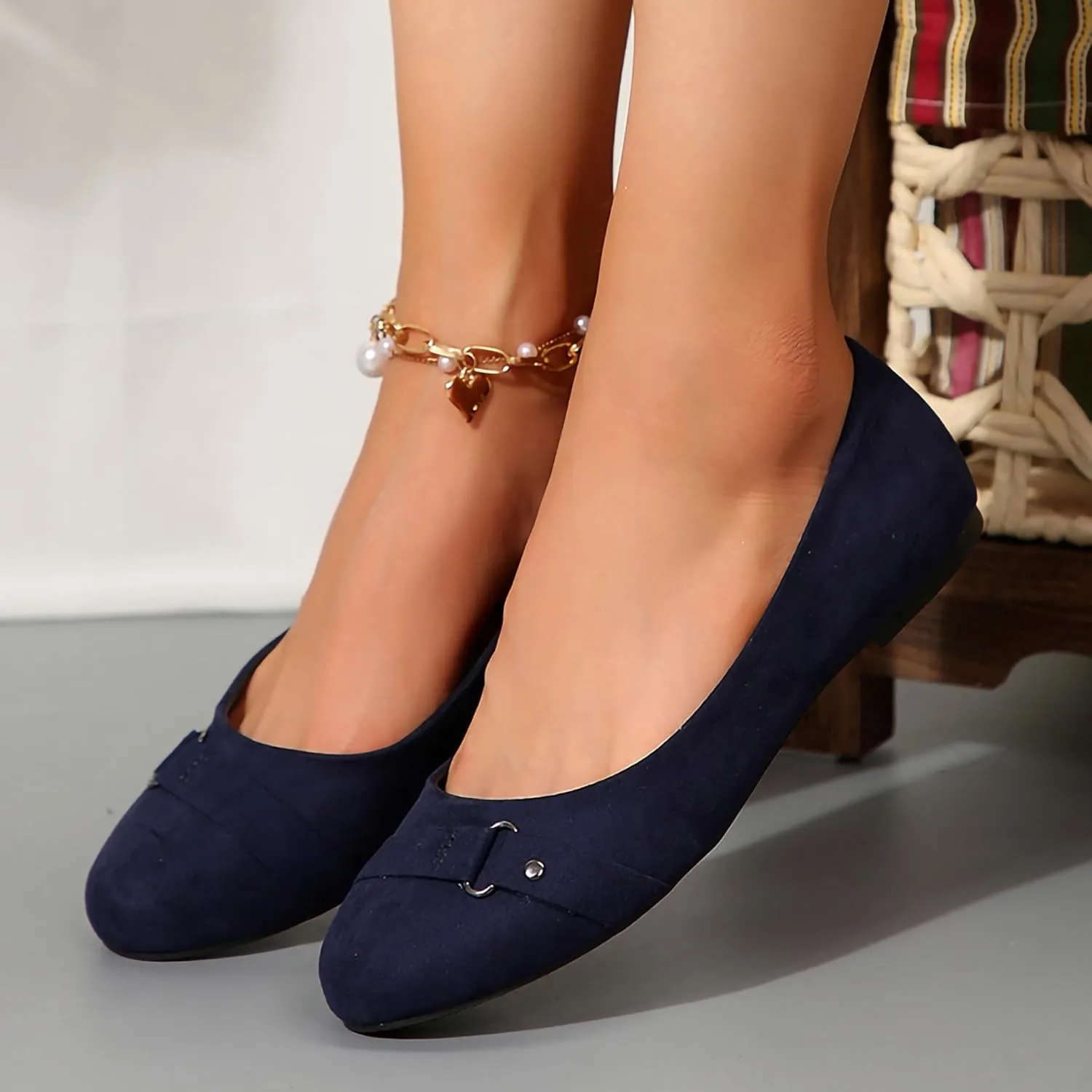 Women's Ballet Flats Shoes, Round Toe Comfort Light Weight Slip-On Dress Shoes