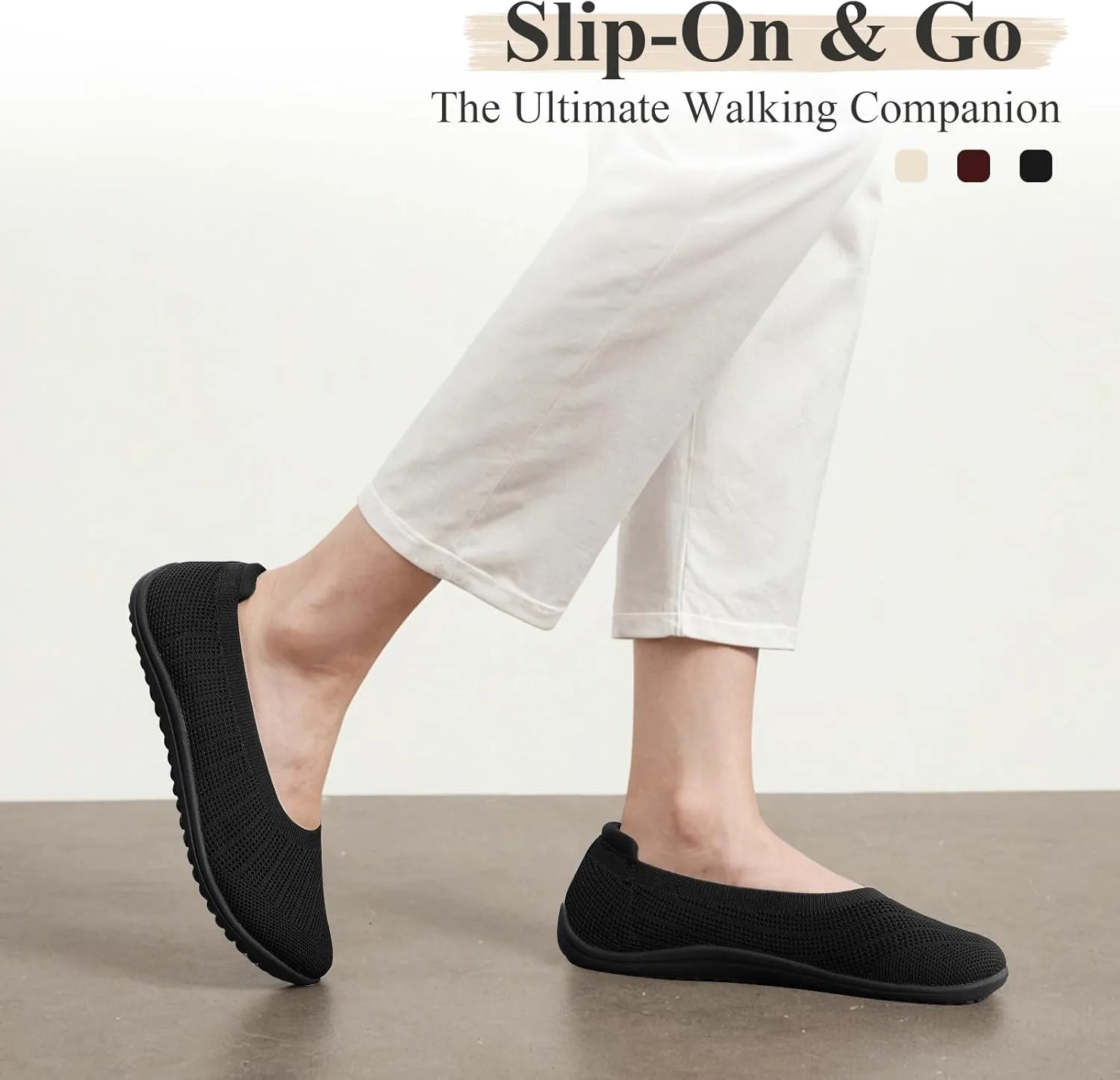 Women's Ballet Flats Wide Toe Box Barefoot Dress Shoes Knit Flat Comfortable Casual Walking Shoe Minimalist Zero Drop Slip On
