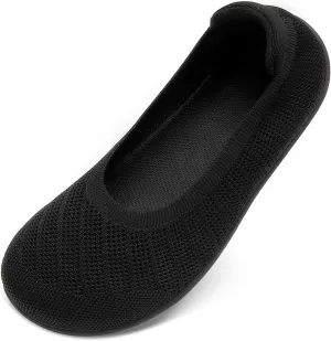 Women's Ballet Flats Wide Toe Box Barefoot Dress Shoes Knit Flat Comfortable Casual Walking Shoe Minimalist Zero Drop Slip On