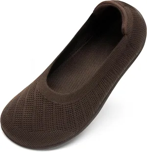 Women's Ballet Flats Wide Toe Box Barefoot Dress Shoes Knit Flat Comfortable Casual Walking Shoe Minimalist Zero Drop Slip On