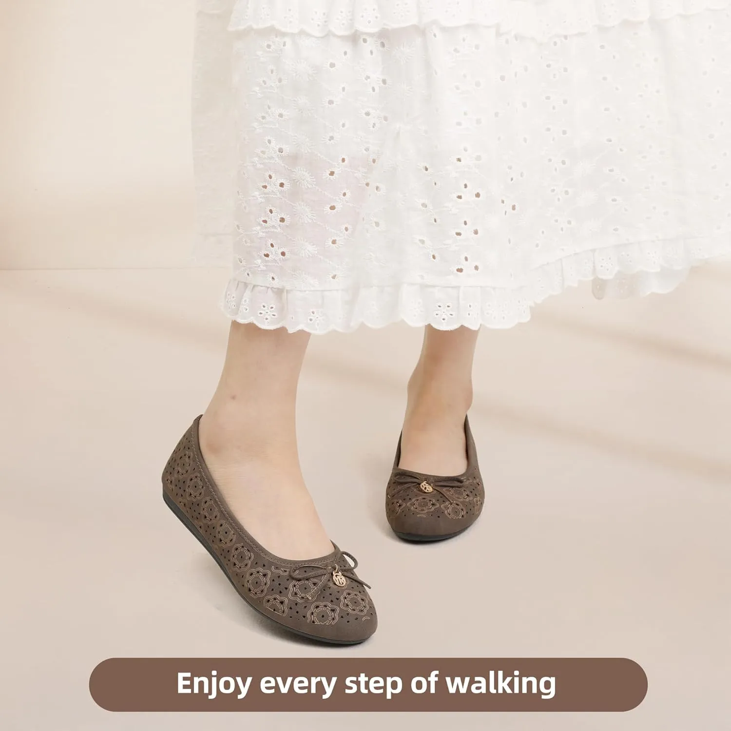 Women's Ballet Shoes Comfortable Slip on Round Toe Flat Casual Shoes for Walking, Driving, Dressy