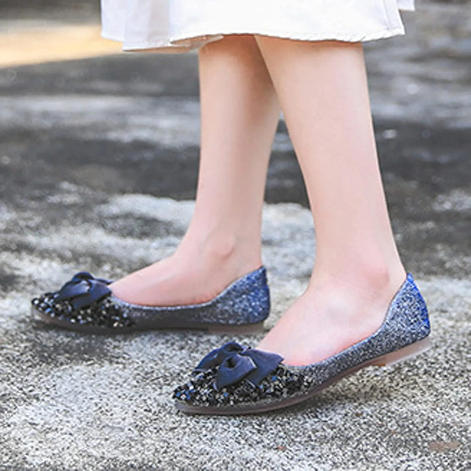 Women's Classic Bow-Knot Square Toe Ballerina Ballet Flats Slip on Dress Party Flat Shoes
