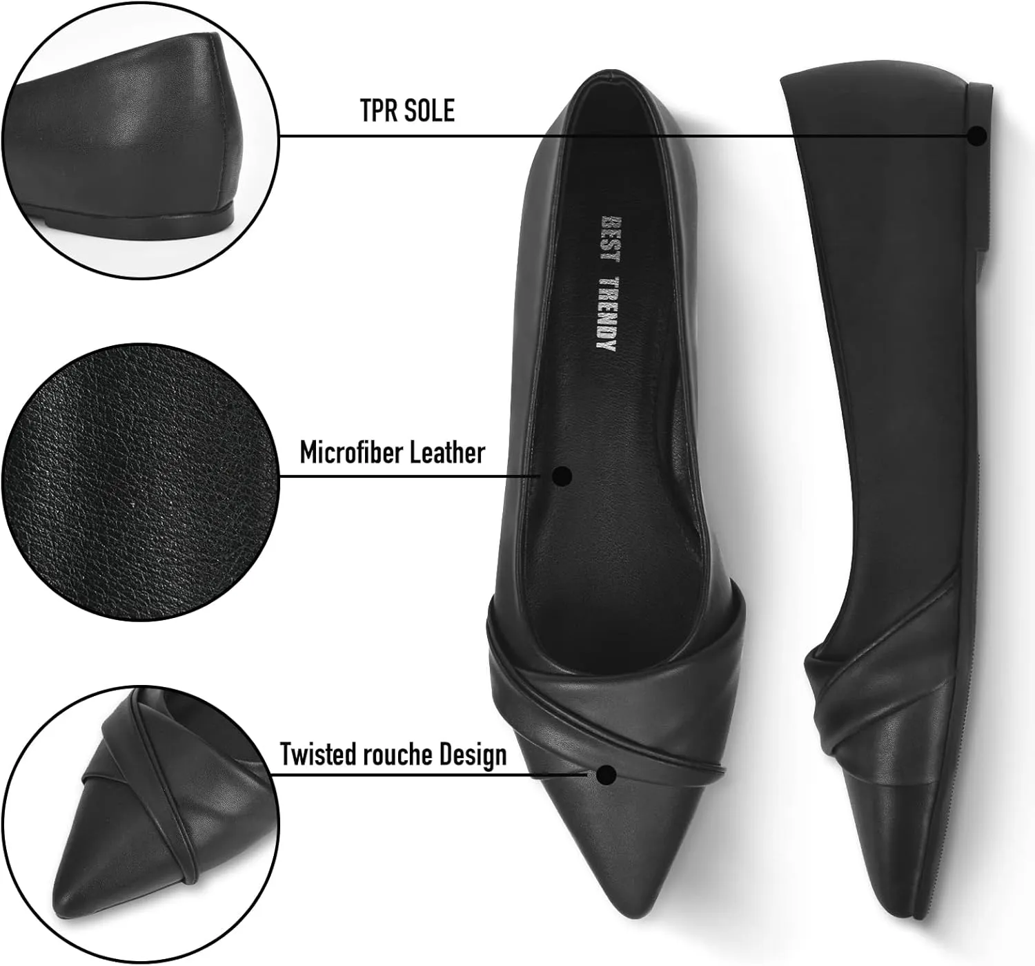 Women’s Comfort Pointed Toe Skimmer Ballet Flats Shoes