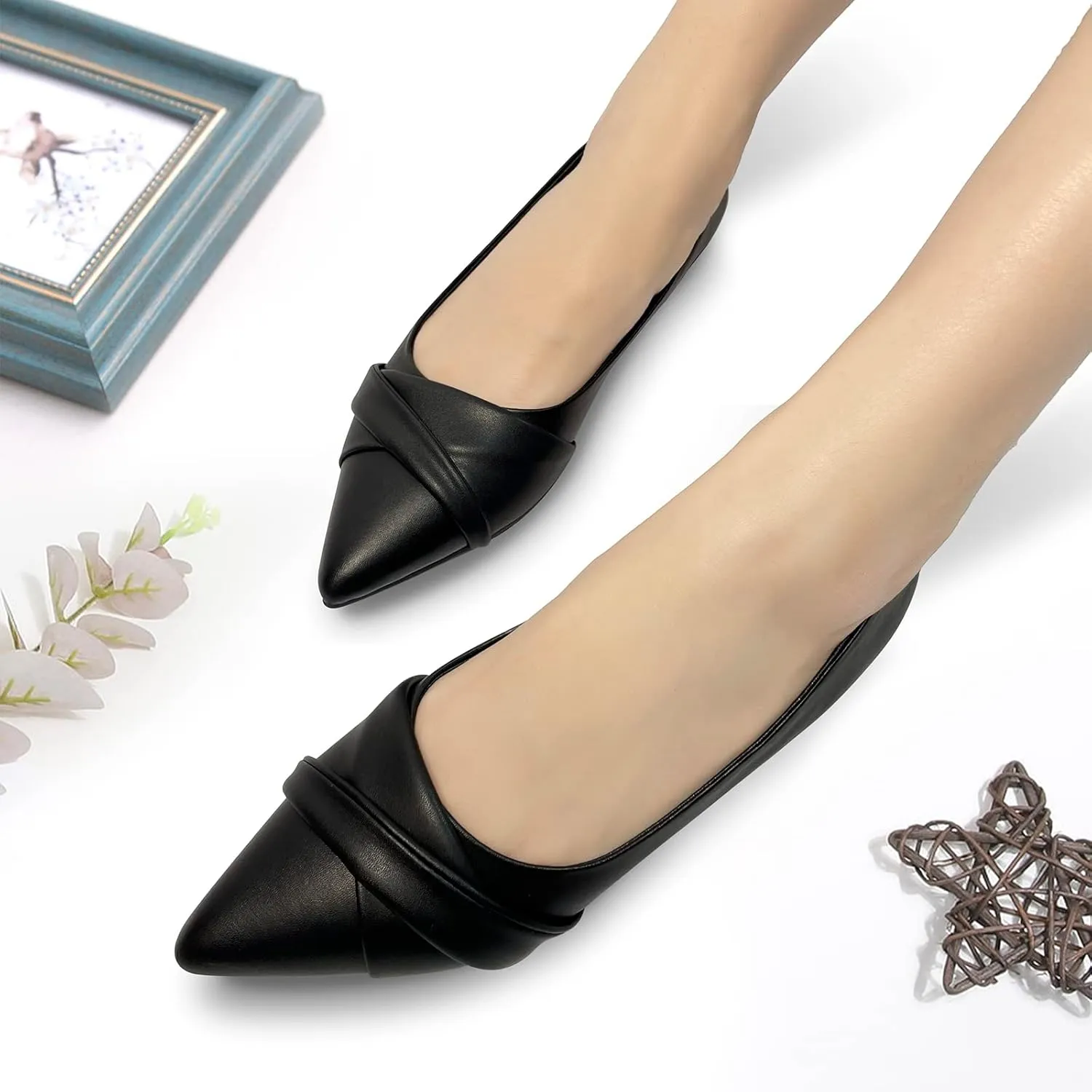 Women’s Comfort Pointed Toe Skimmer Ballet Flats Shoes