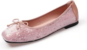 Women's Fashion French Slip on Flats,Retro Square-Toe Bow Ballet Shoes Solid Classic Color-Blocking Soft Comfortable Flat Shoes