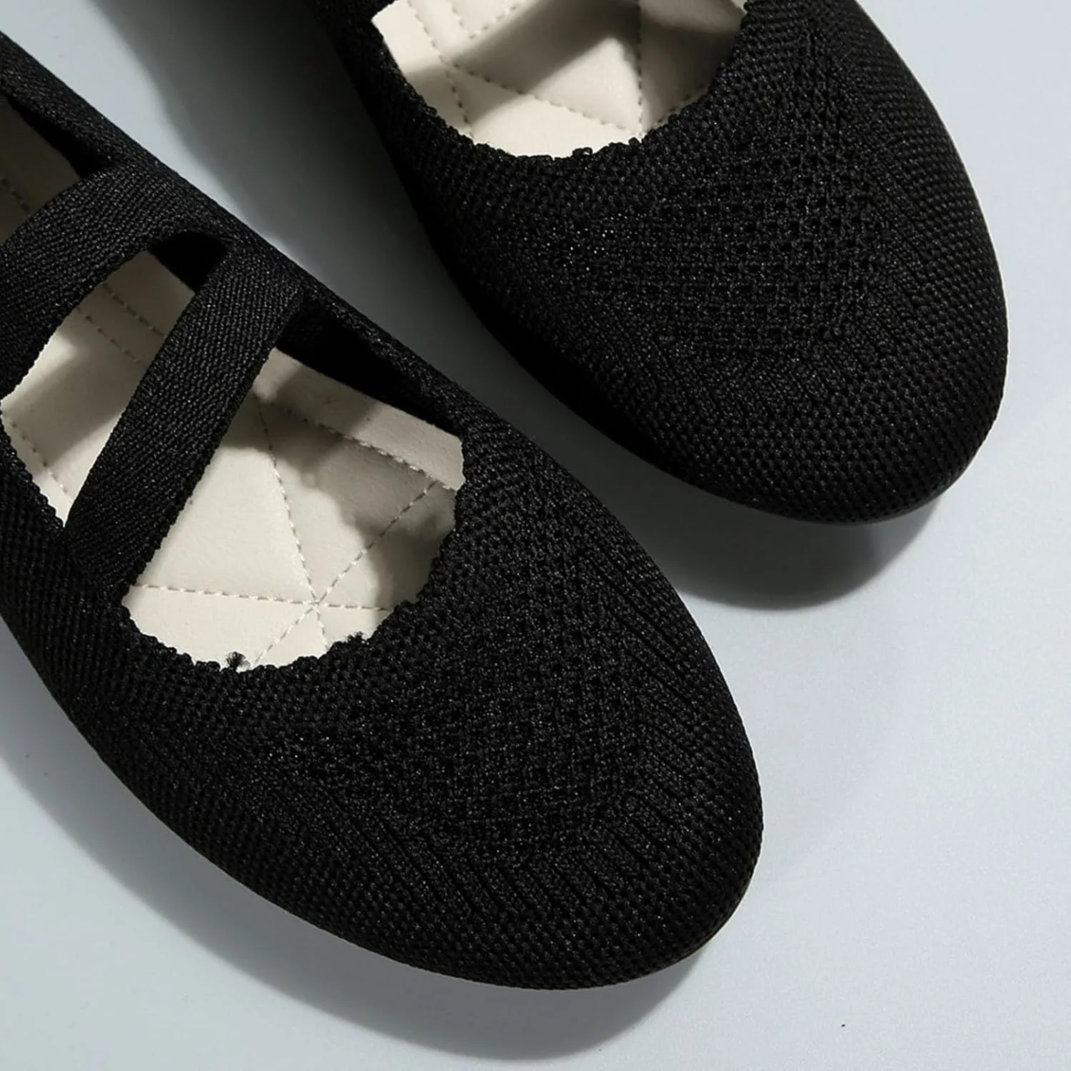 Women's Flat Ballet Shoes Knit Flat Shoes Round Toe Slip on Women Flats for Dressy Casual Office Work Wedding