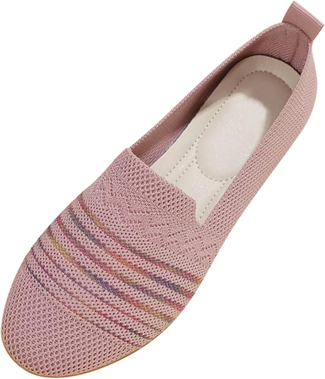 Women's Flats Shoes Ballet Flats Knitted Dress Shoes Knit Flat Shoes for Women Square Toe Flats for Women