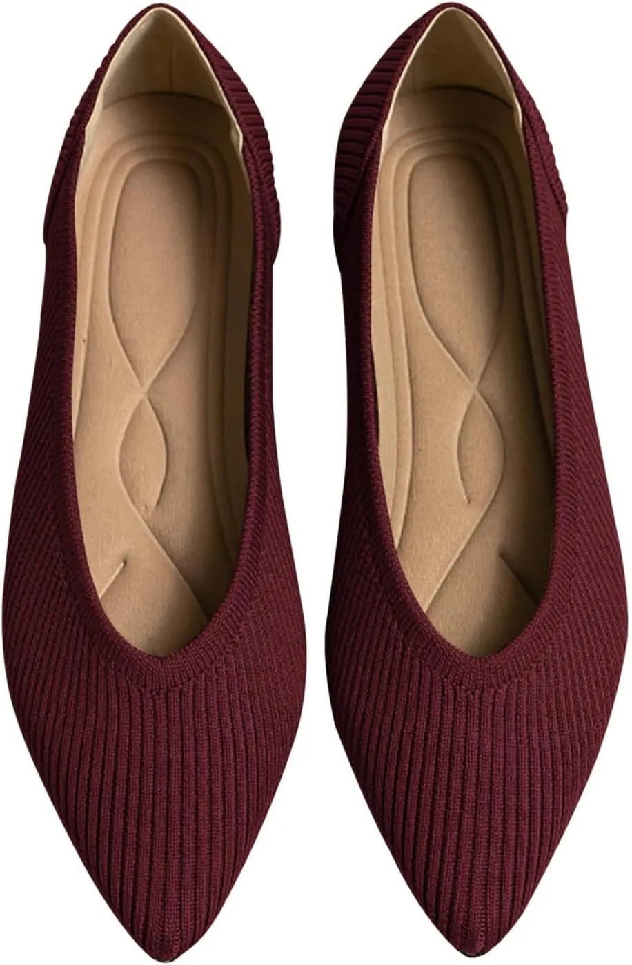 Women's Flats Shoes Pointed Toe Knit Ballet Comfortable Dressy Slip On Flat