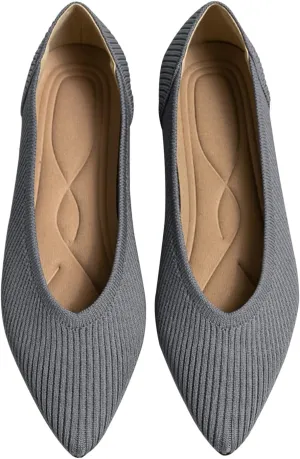 Women's Flats Shoes Pointed Toe Knit Ballet Comfortable Dressy Slip On Flat
