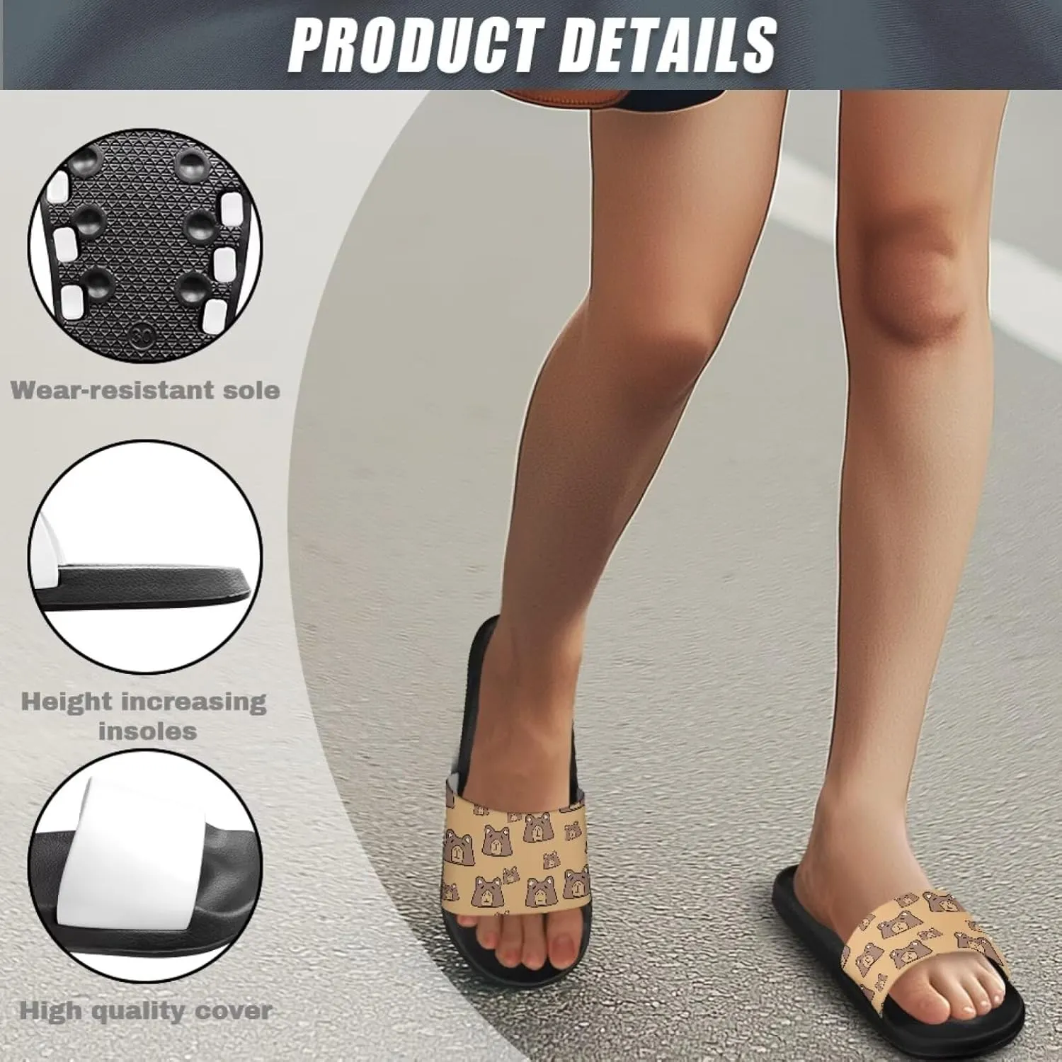 Women's Floral Printed Beach Sandals Non-Slip Soft Comfort Slide Sandals Cartoon Animal House Slippers Filp-Flops for Ladies Girls Gift for Wife Daughters Sisters Size 5-10