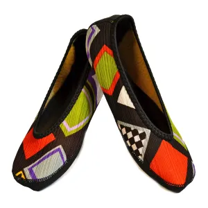 Women's Fuzzies Slipper, Abstract Squares, XLarge