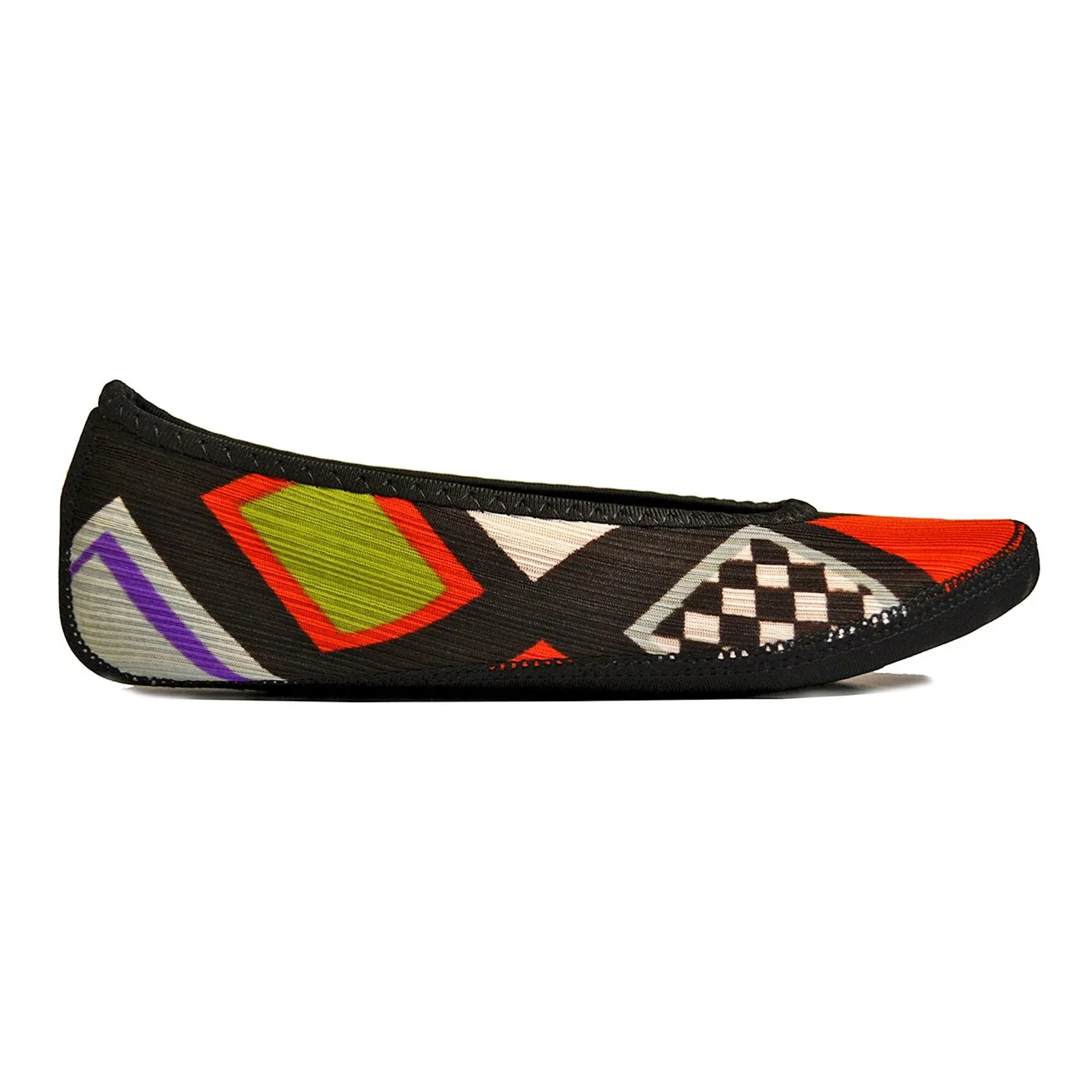 Women's Fuzzies Slipper, Abstract Squares, XLarge