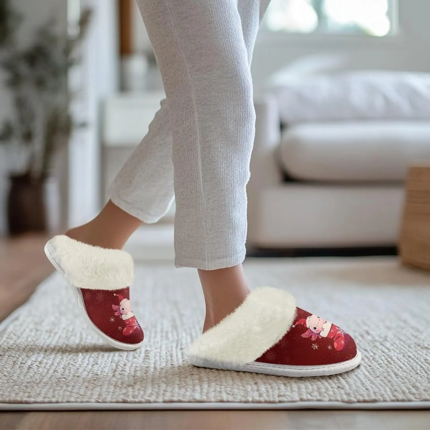 Women's Fuzzy Slip On Slippers Warm Cozy Soft Plush Slippers Lightweight Winter Fluffy Non Slip Indoor House Shoes Size 5-10