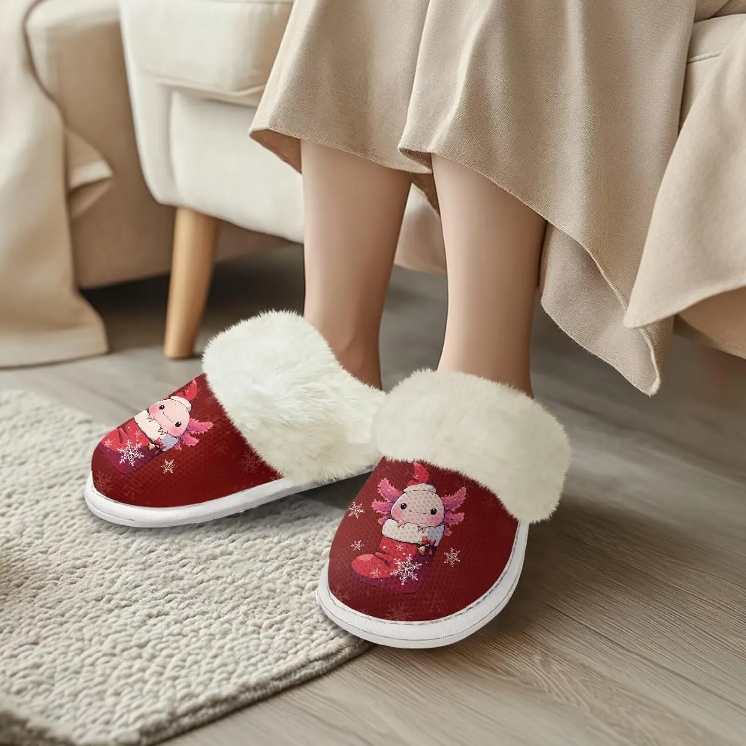 Women's Fuzzy Slip On Slippers Warm Cozy Soft Plush Slippers Lightweight Winter Fluffy Non Slip Indoor House Shoes Size 5-10