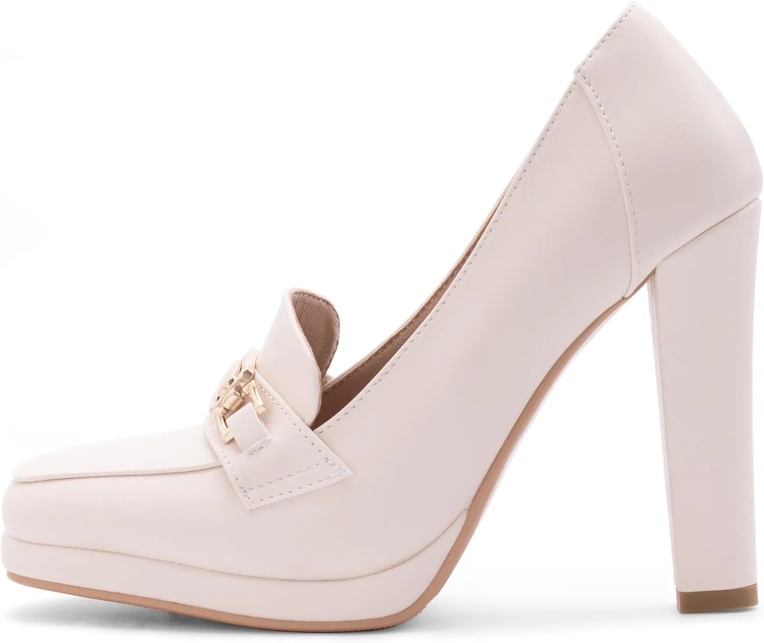 Women's High Heels Dress Shoes Plafrom Closed Toe Slip On Chunky Heels Pumps