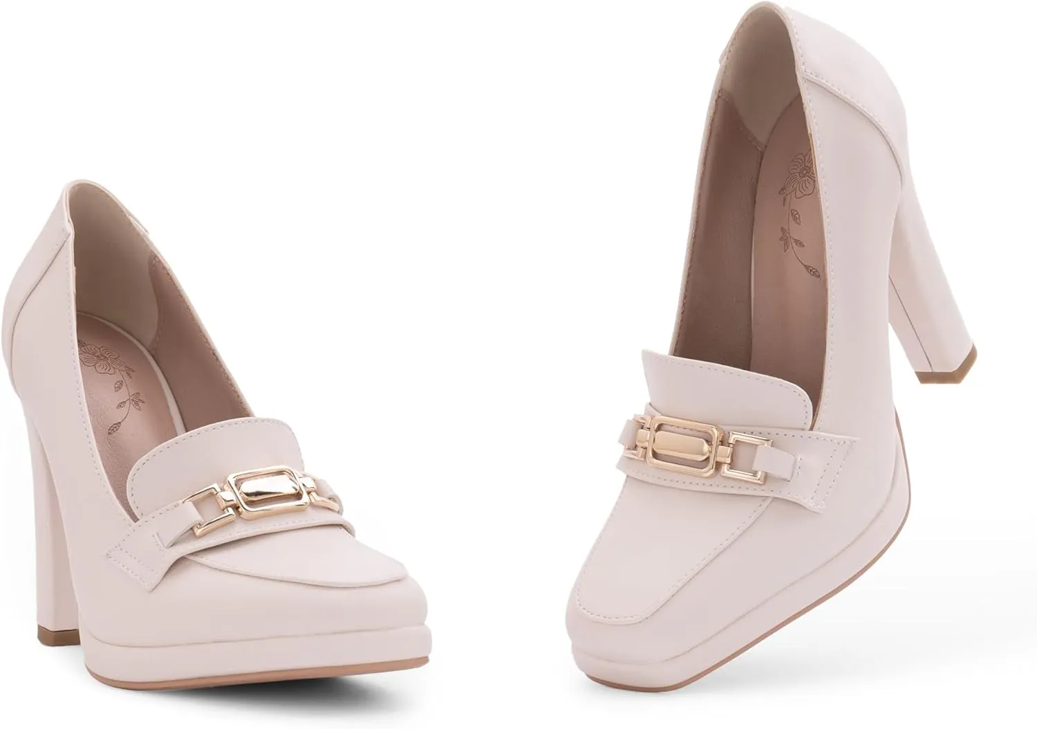 Women's High Heels Dress Shoes Plafrom Closed Toe Slip On Chunky Heels Pumps