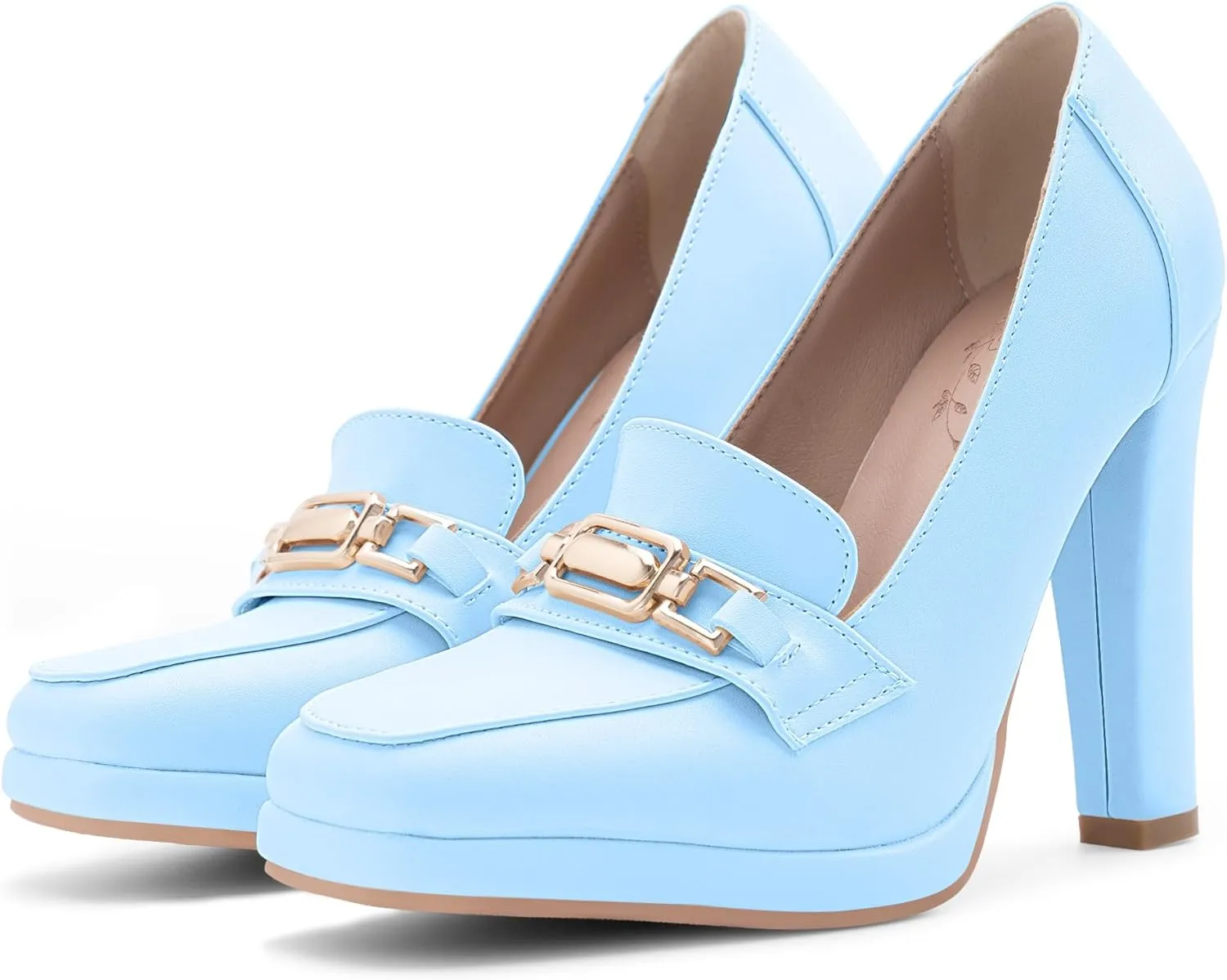 Women's High Heels Dress Shoes Plafrom Closed Toe Slip On Chunky Heels Pumps