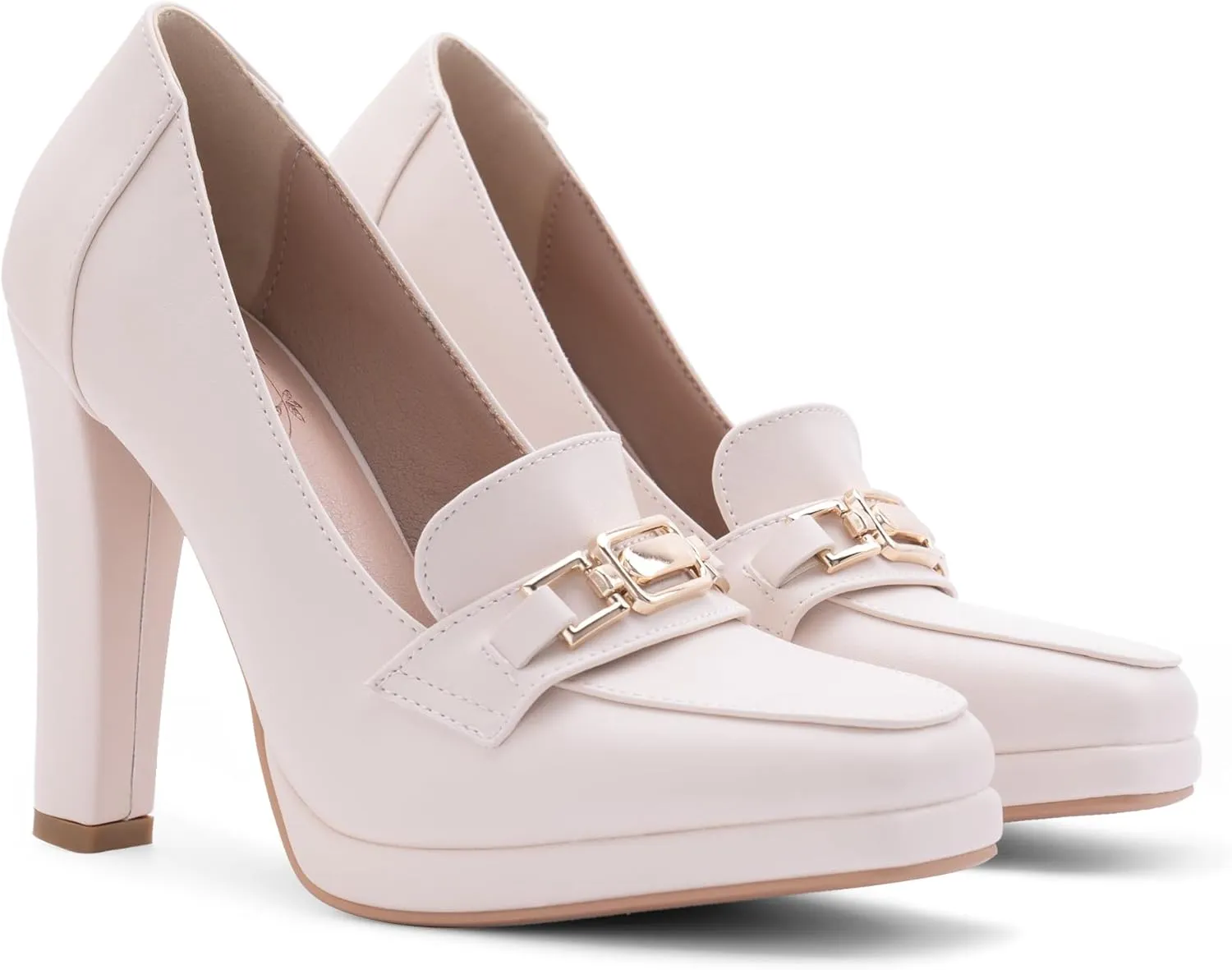 Women's High Heels Dress Shoes Plafrom Closed Toe Slip On Chunky Heels Pumps