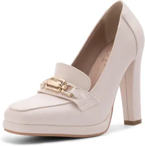 Women's High Heels Dress Shoes Plafrom Closed Toe Slip On Chunky Heels Pumps