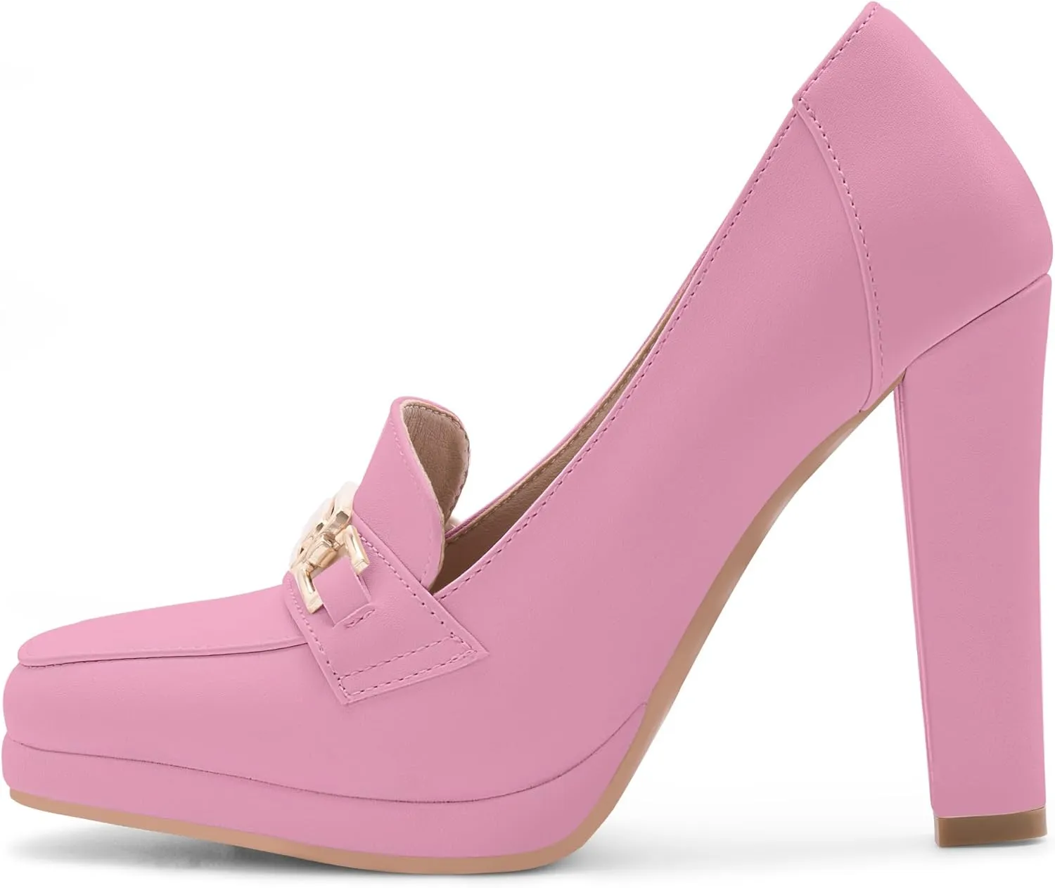 Women's High Heels Dress Shoes Plafrom Closed Toe Slip On Chunky Heels Pumps