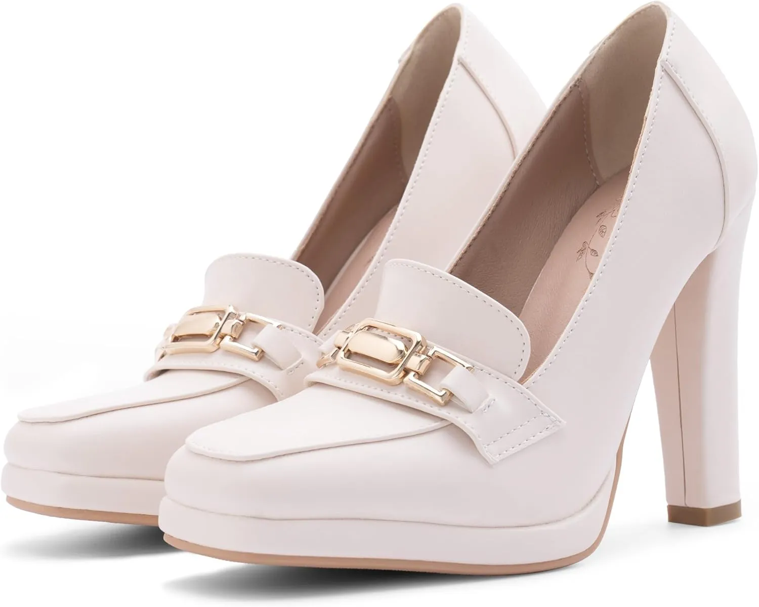 Women's High Heels Dress Shoes Plafrom Closed Toe Slip On Chunky Heels Pumps